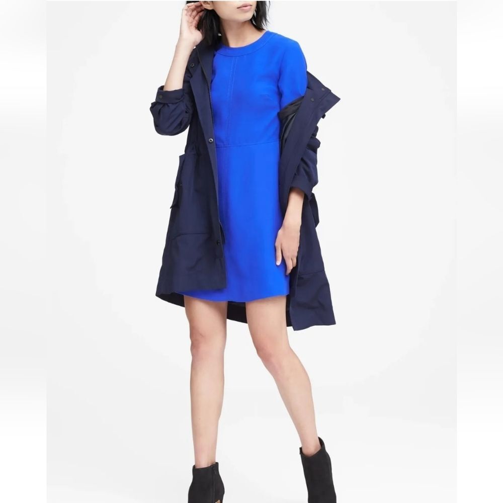 Banana Republic Cobalt Blue Mini Shift Dress with Navy Layering Jacket